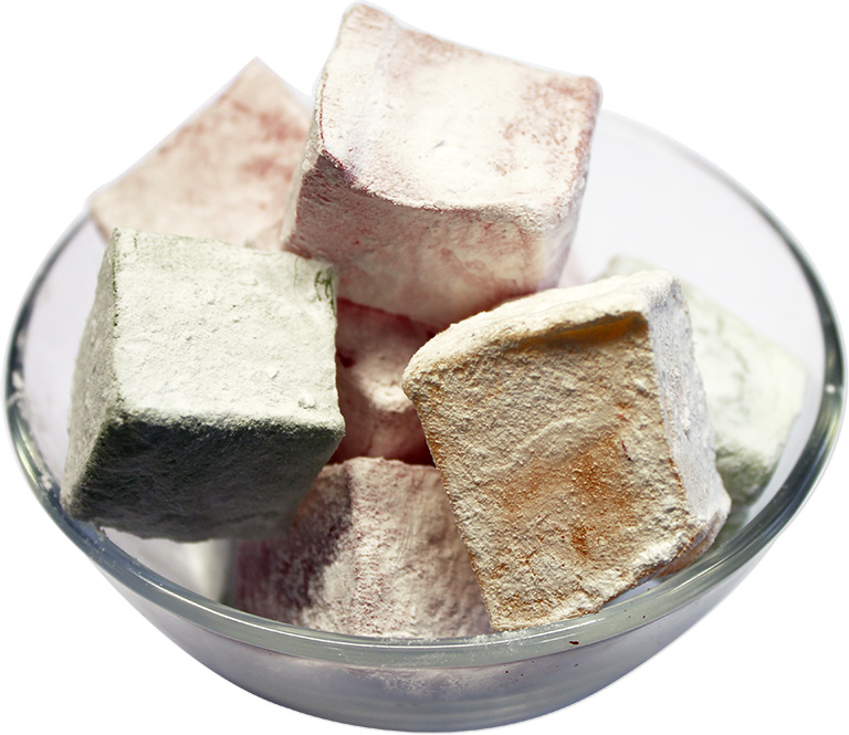 Tricolour Turkish Delight with Icing Sugar