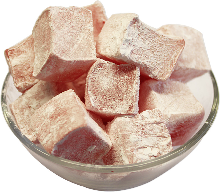 Strawberry Turkish Delight with Icing Sugar